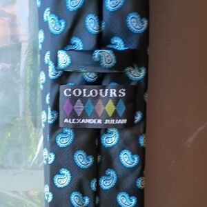 Alexander Julian Black and Blue Paisley Tie